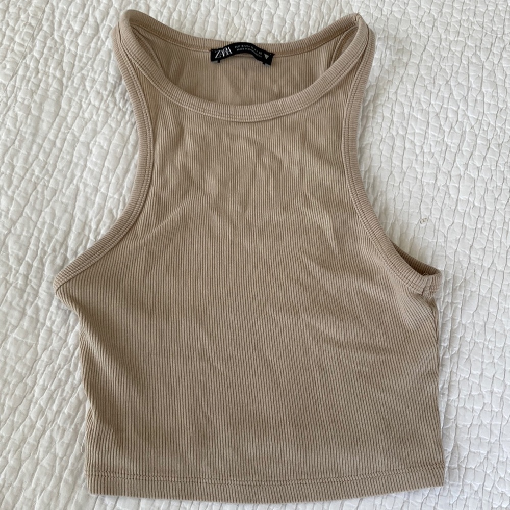 Zara Cropped Tank top, Size small,  Barely worn, Nude color